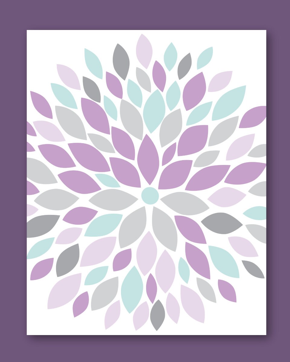 Flower Burst Wall Art Botanicals Abstract Art Print Set of Etsy