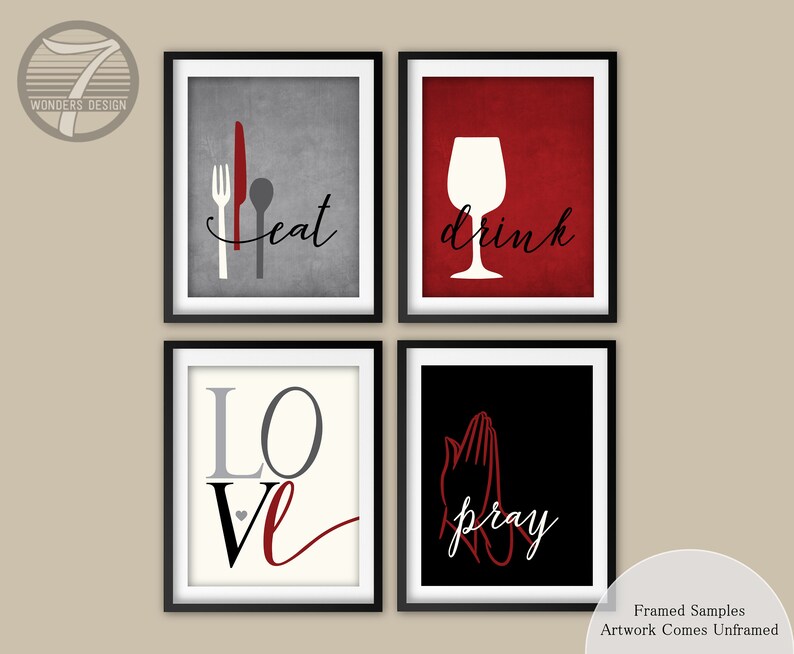 Modern Kitchen Wall Art Eat Drink Pray Love Praying Hands Etsy