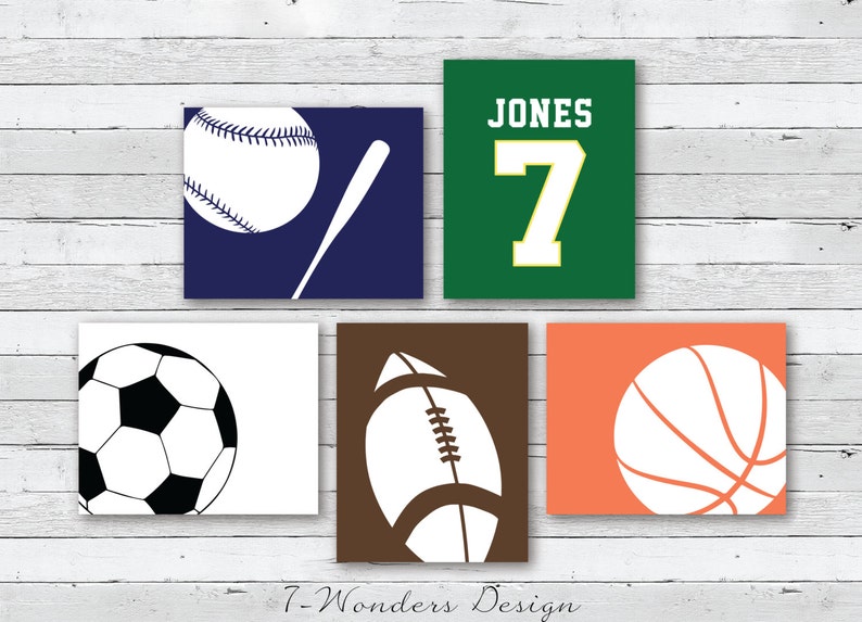 Boys Toddlers Teens Sports Wall Art Prints Personalized Sports Etsy