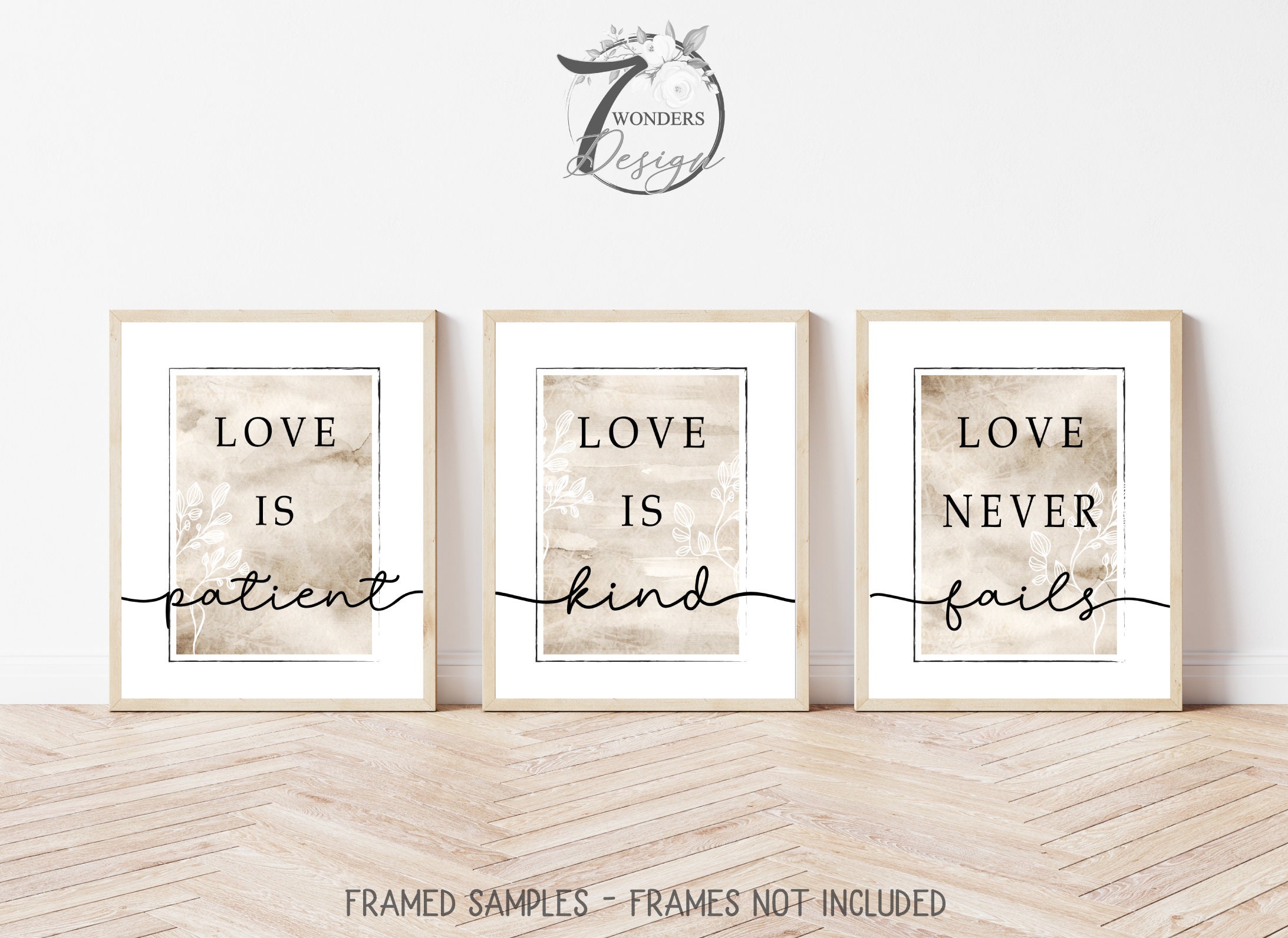 Love is Patient Kind Love Scripture 1 Corinthians 13 Art Prints Neutral ...