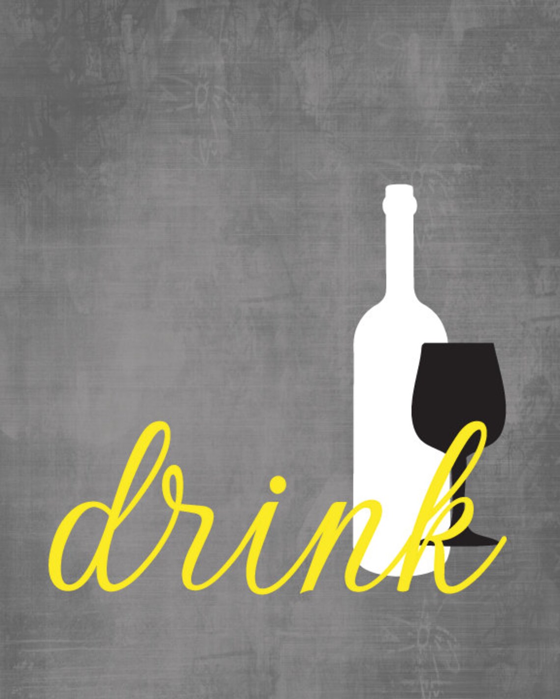 Kitchen Wall Art Print Set Eat Drink Love Yellow Grey Etsy