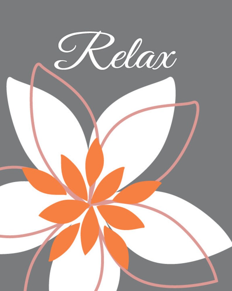 Bathroom Art Prints Relax Soak Unwind Abstract Floral Orange - Etsy