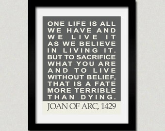 Joan of Arc Inspirational Quote Print - Modern Typography Wall Art - Historical Art - Inspirational Wall Art, Unframed Print or Canvas