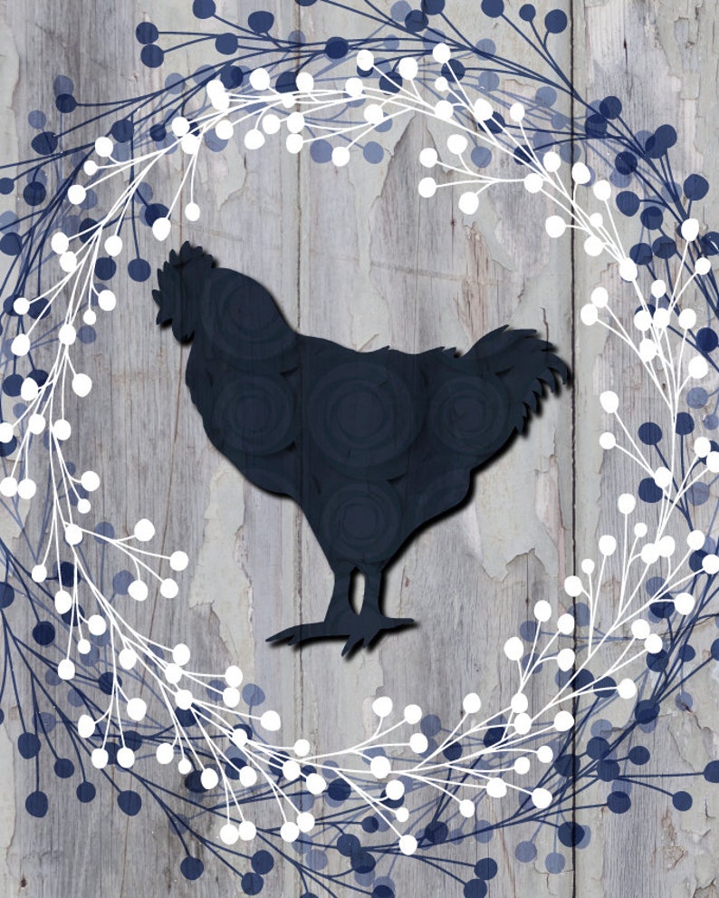 Navy Kitchen Wall Art Print Set Farm Fresh Country Kitchen Etsy