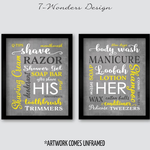 Yellow and Grey Bathroom Art Relax Soak Unwind Abstract Etsy