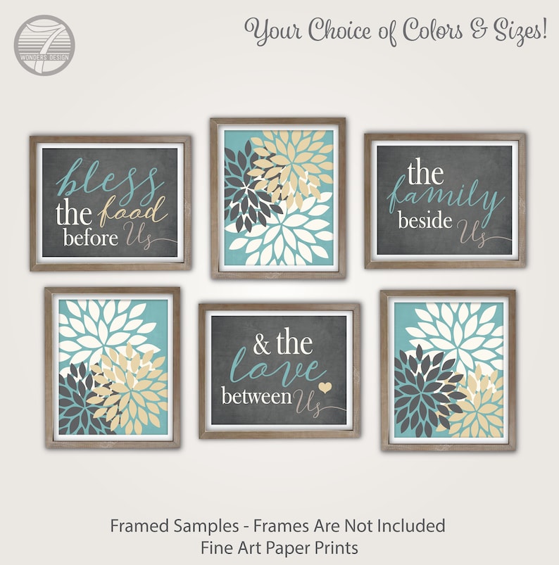 Modern Rustic Country Kitchen Wall Art Bless the Food Before Etsy