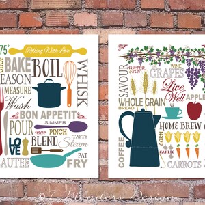 Modern Kitchen Art Prints Farm Fresh Subway Typography Fine Art Prints Home and Living Wall Decor Set of (2) UNFRAMED Paper Prints or Canvas