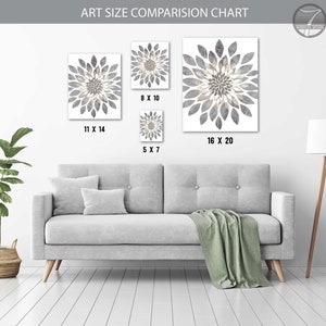 Neutral Flower Bursts Art Prints, Dahlia Artwork Peach Seafoam Khaki Bedroom Bathroom Home Decor Set of 3 Unframed Paper Prints or Canvas image 6