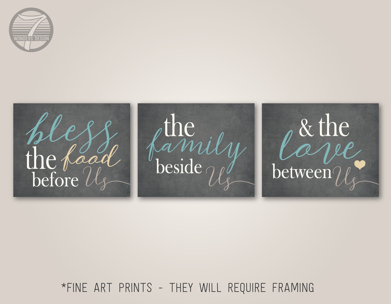 Modern Rustic Country Kitchen Wall Art Bless the Food Before Etsy