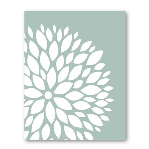 Neutral Flower Bursts Art Prints, Dahlia Artwork Peach Seafoam Khaki Bedroom Bathroom Home Decor Set of 3 Unframed Paper Prints or Canvas image 3