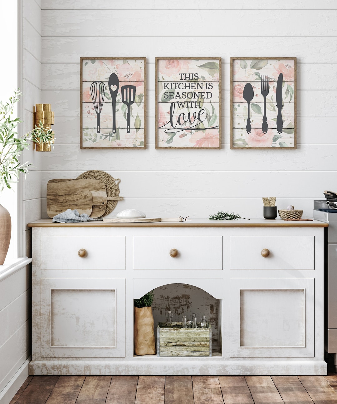 Farmhouse Wall Art, This Kitchen is Seasoned With Love, Flower