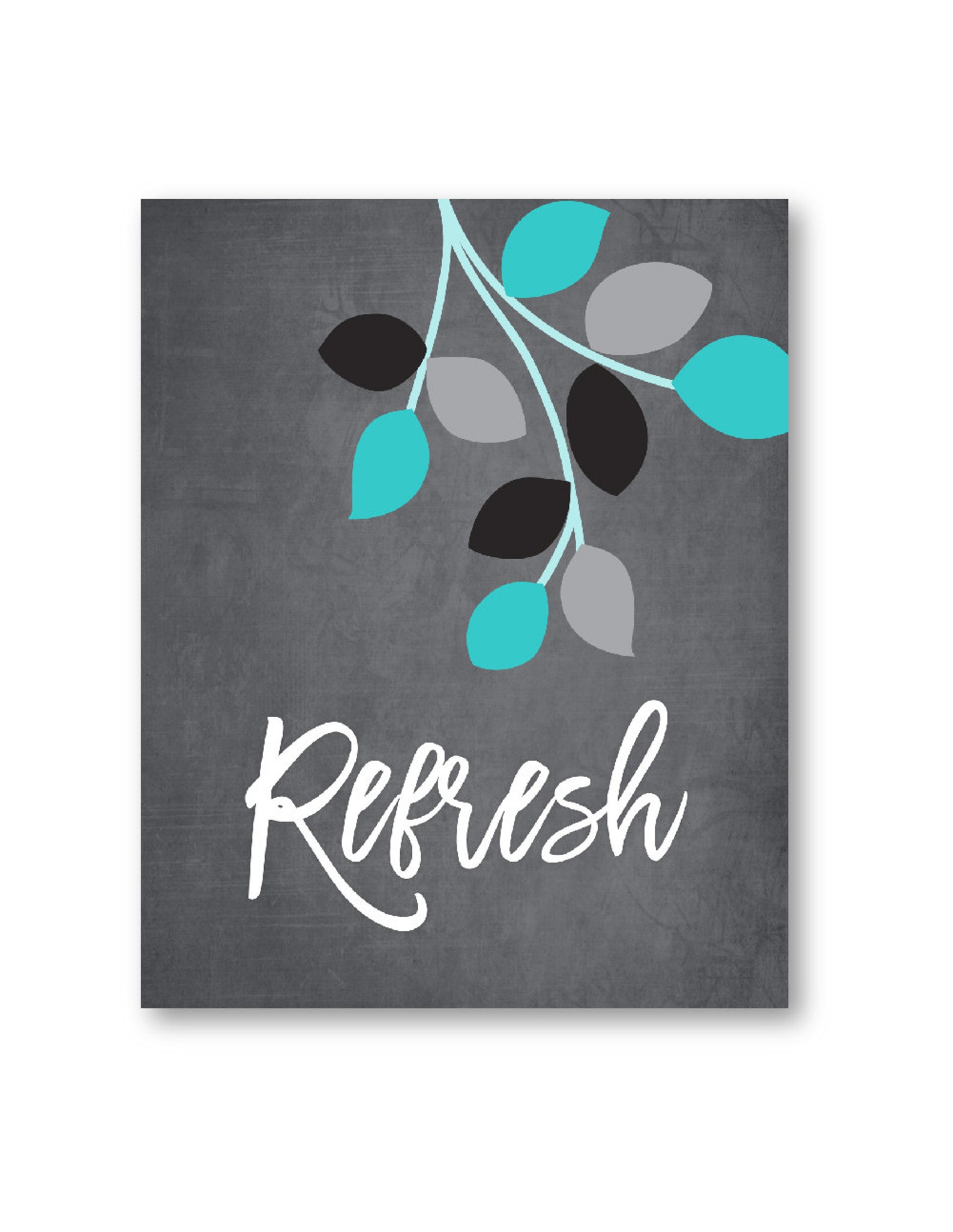Turquoise Grey BATHROOM Wall Art Prints Relax Renew Refresh Etsy