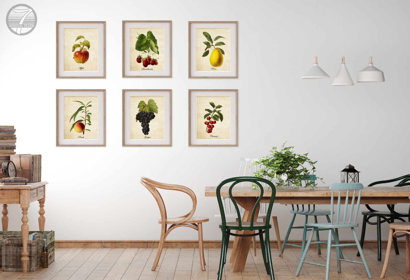 Vintage Fruit Kitchen Art Farmhouse Wall Decor Cottage | Etsy