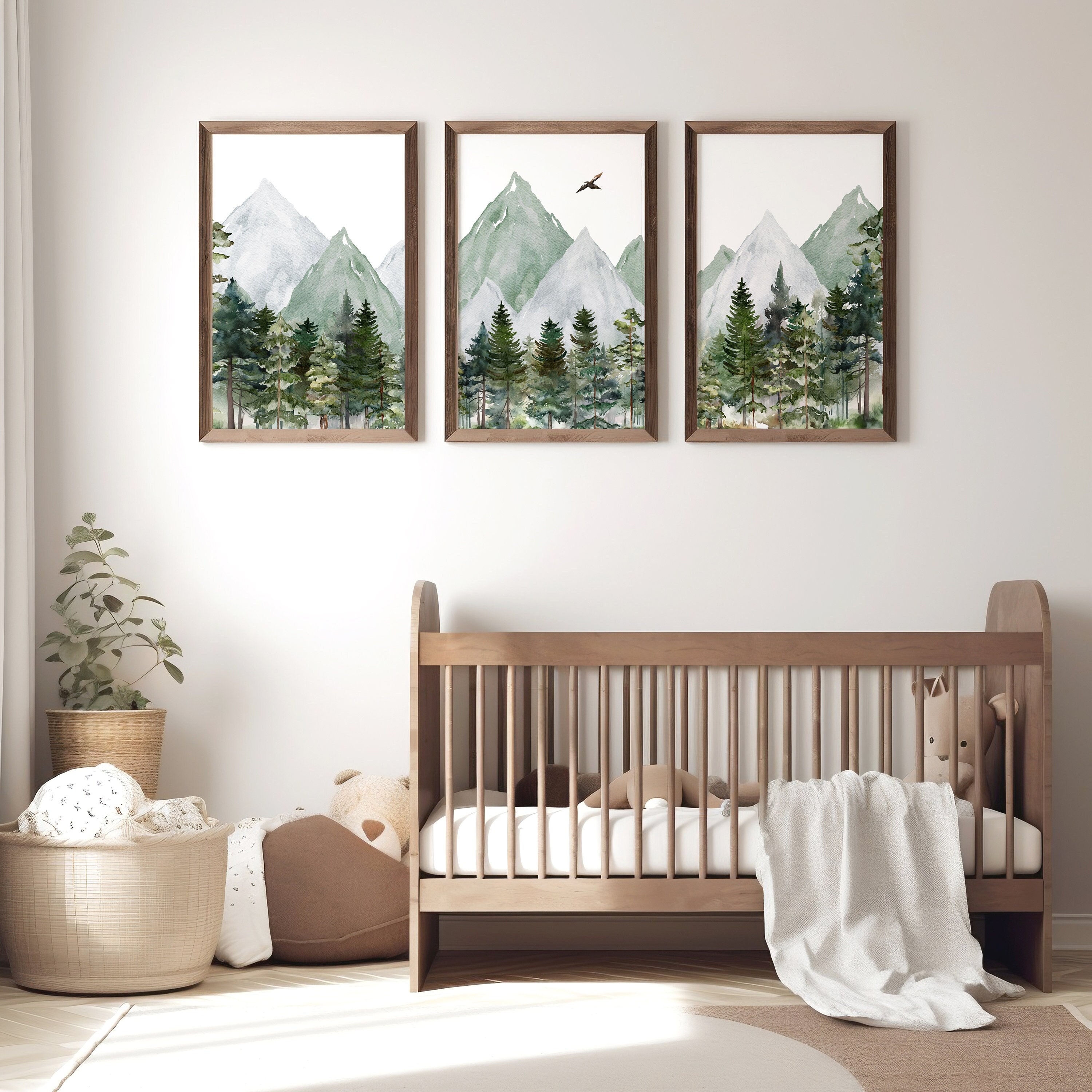 Mountain Nursery Forest Decor Woodland Adventure Wall Art Print Gender ...