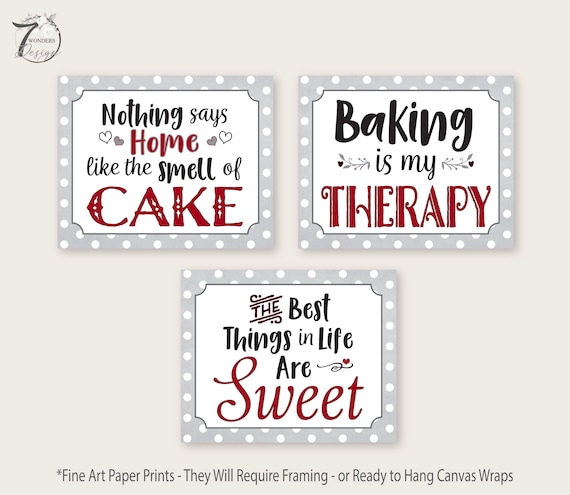 Baking Print Set Funny Kitchen Print Set Kitchen Puns 