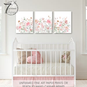 Pink Floral Girls Nursery Prints - Boho Wildflower Wall Art Set of 3 - Etsy