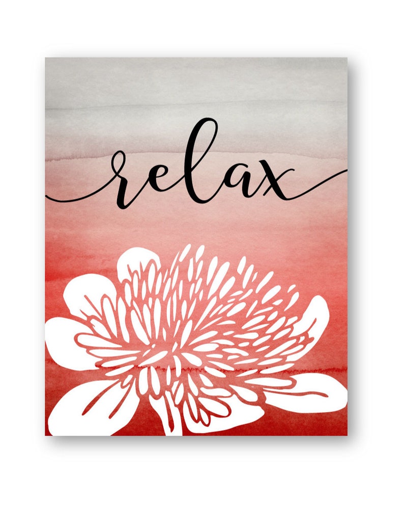 Bathroom Wall Art Relax Renew Refresh Abstract Floral Art Etsy