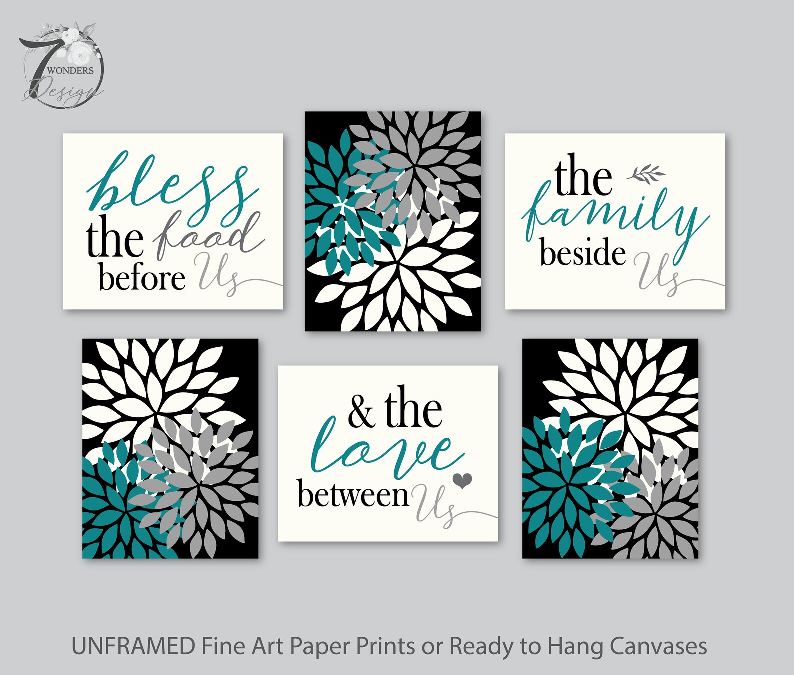 Modern Country Kitchen Wall Art Prints Bless the Food Before Etsy