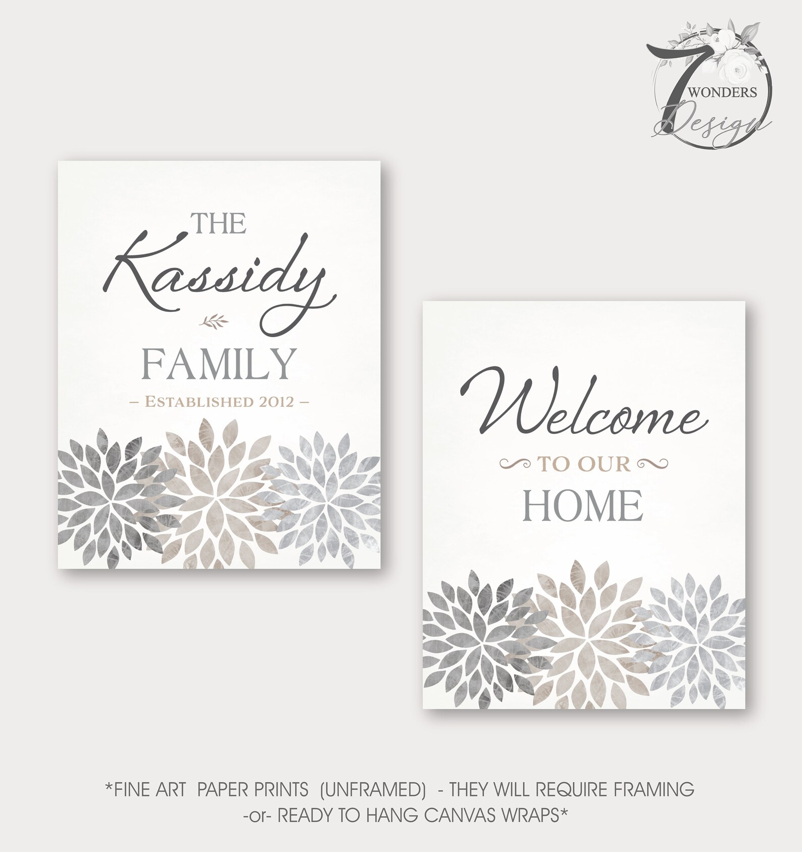 Neutral Welcome to Our Home Custom Family Personalized Name Art Prints ...