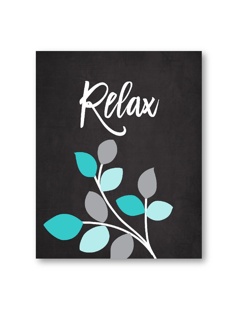 Turquoise Grey BATHROOM Wall Art Prints Relax Renew Refresh Etsy