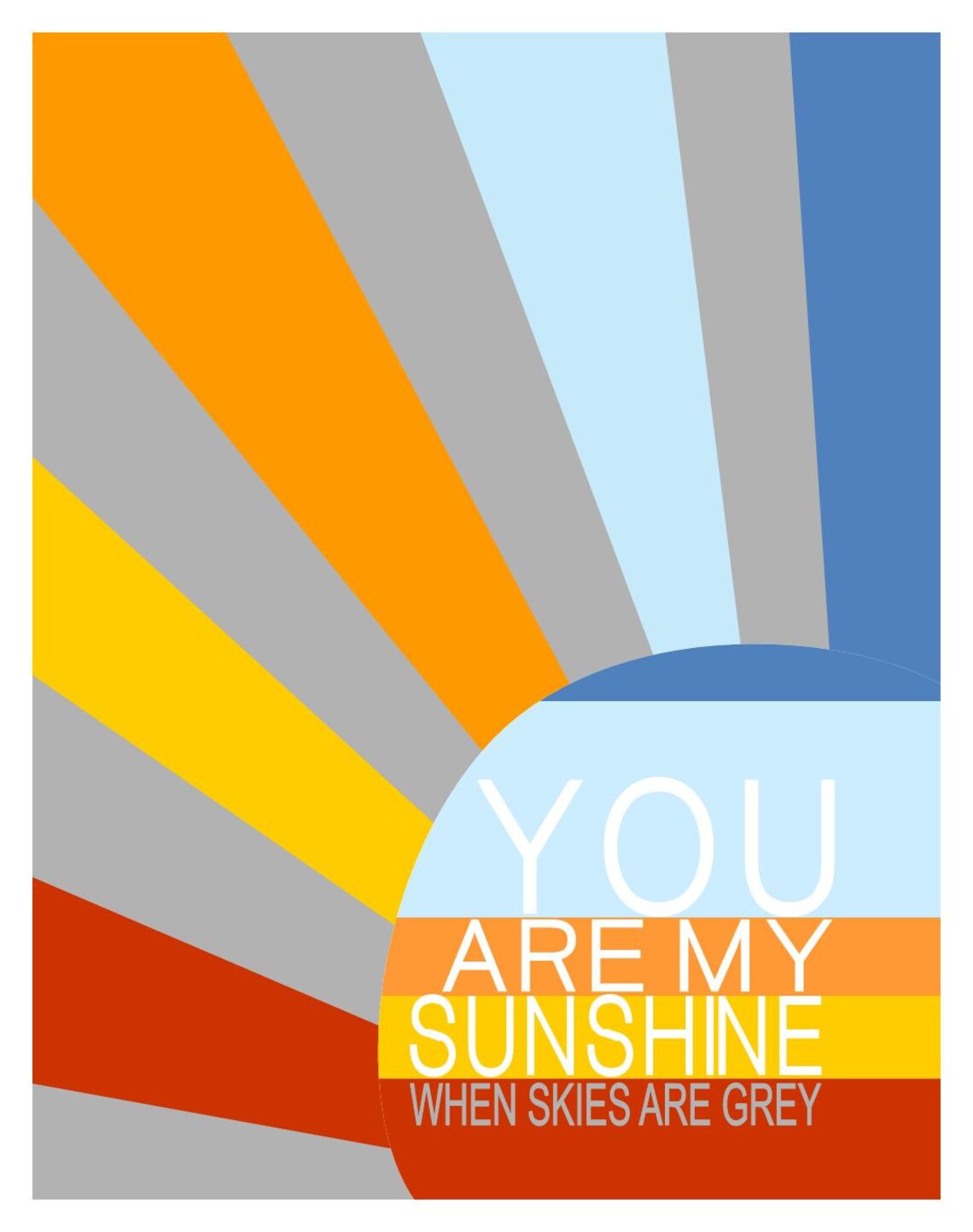 You Are My Sunshine Modern Wall Art Print 8x10 or 11 X 14 Etsy
