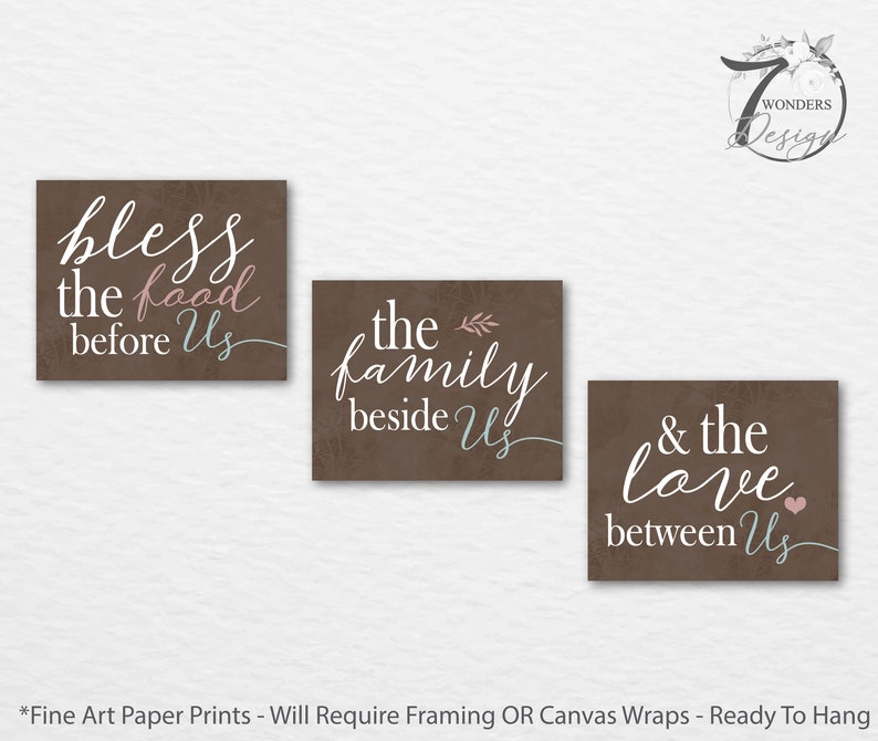 Modern Country Kitchen Wall Art Prints Bless the Food Before Etsy