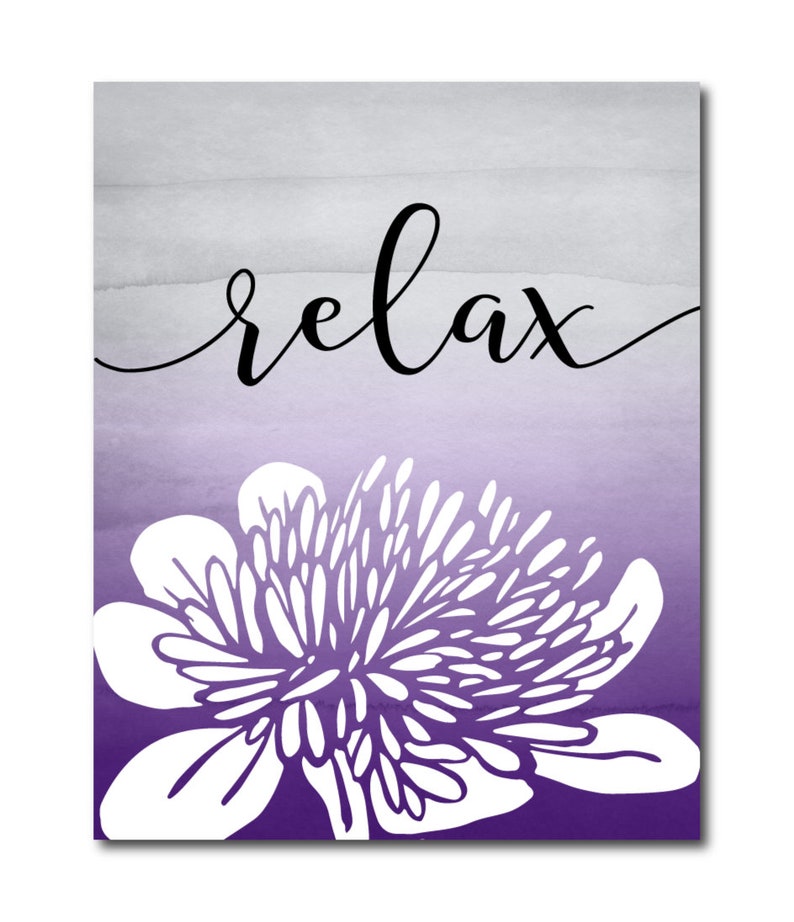 Bathroom Wall Art Relax Renew Refresh Abstract Floral Art Etsy