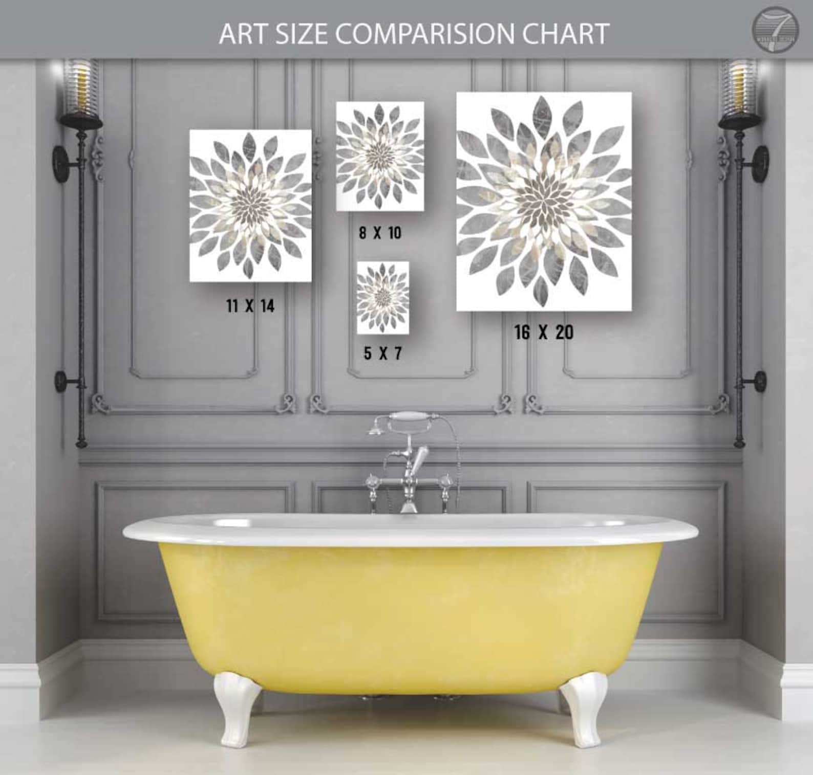Modern Bathroom Art Relax Soak Unwind Abstract Floral Art // Etsy