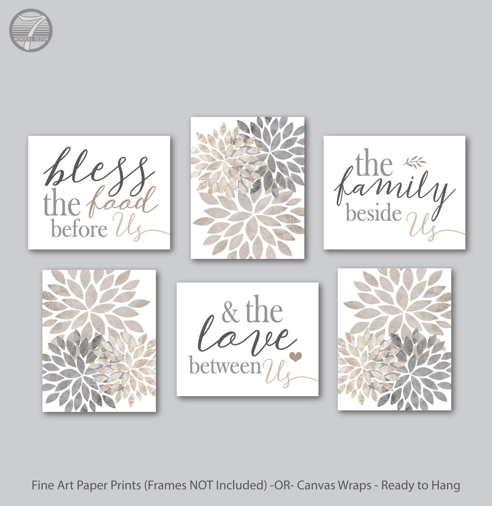 Modern Country Kitchen Wall Art Prints Bless the Food Before Etsy