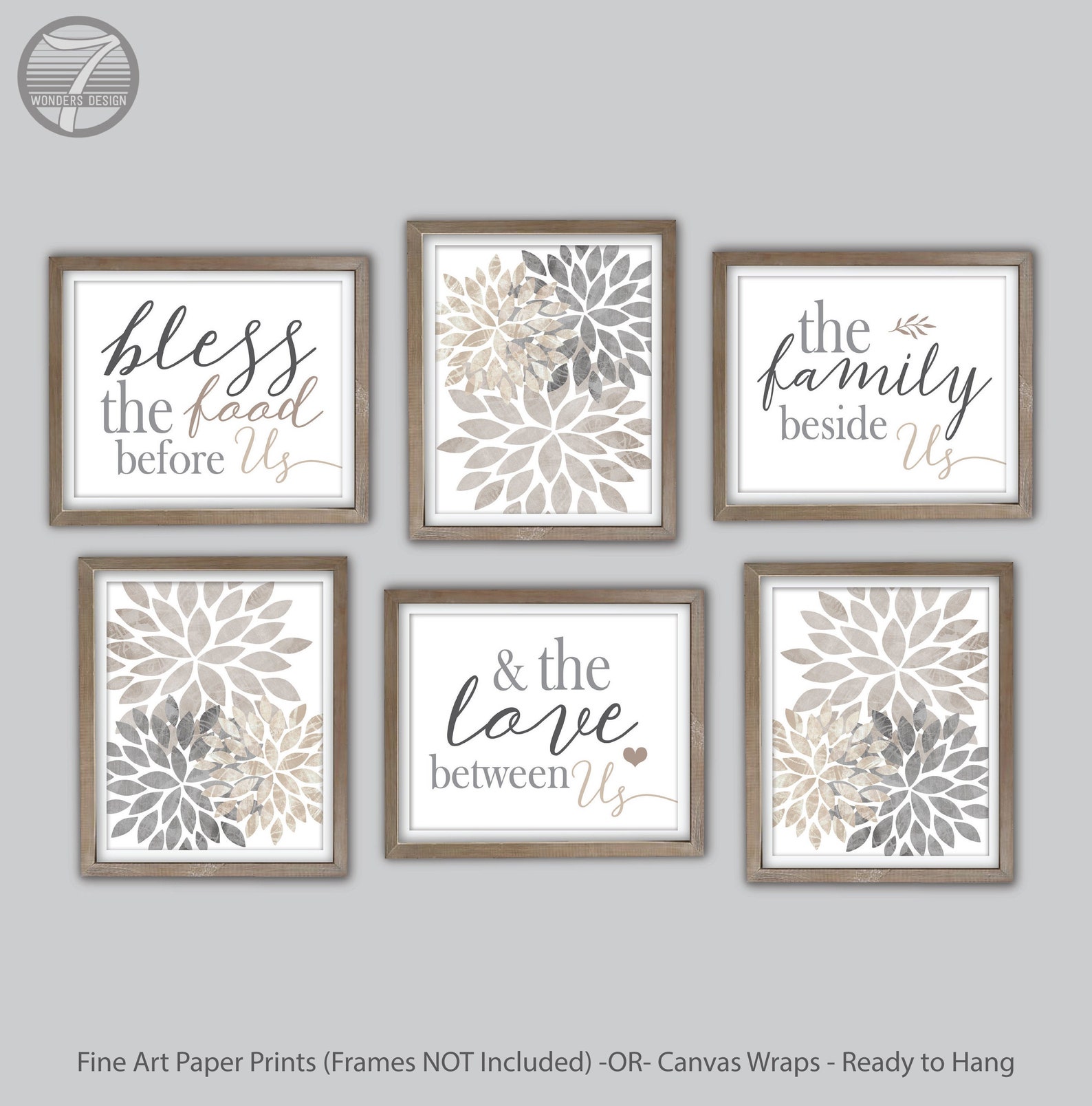 Modern Country Kitchen Wall Art Prints Bless the Food Before Etsy