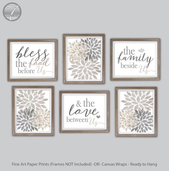 Modern Country Kitchen Wall Art Prints Bless the Food Before - Etsy