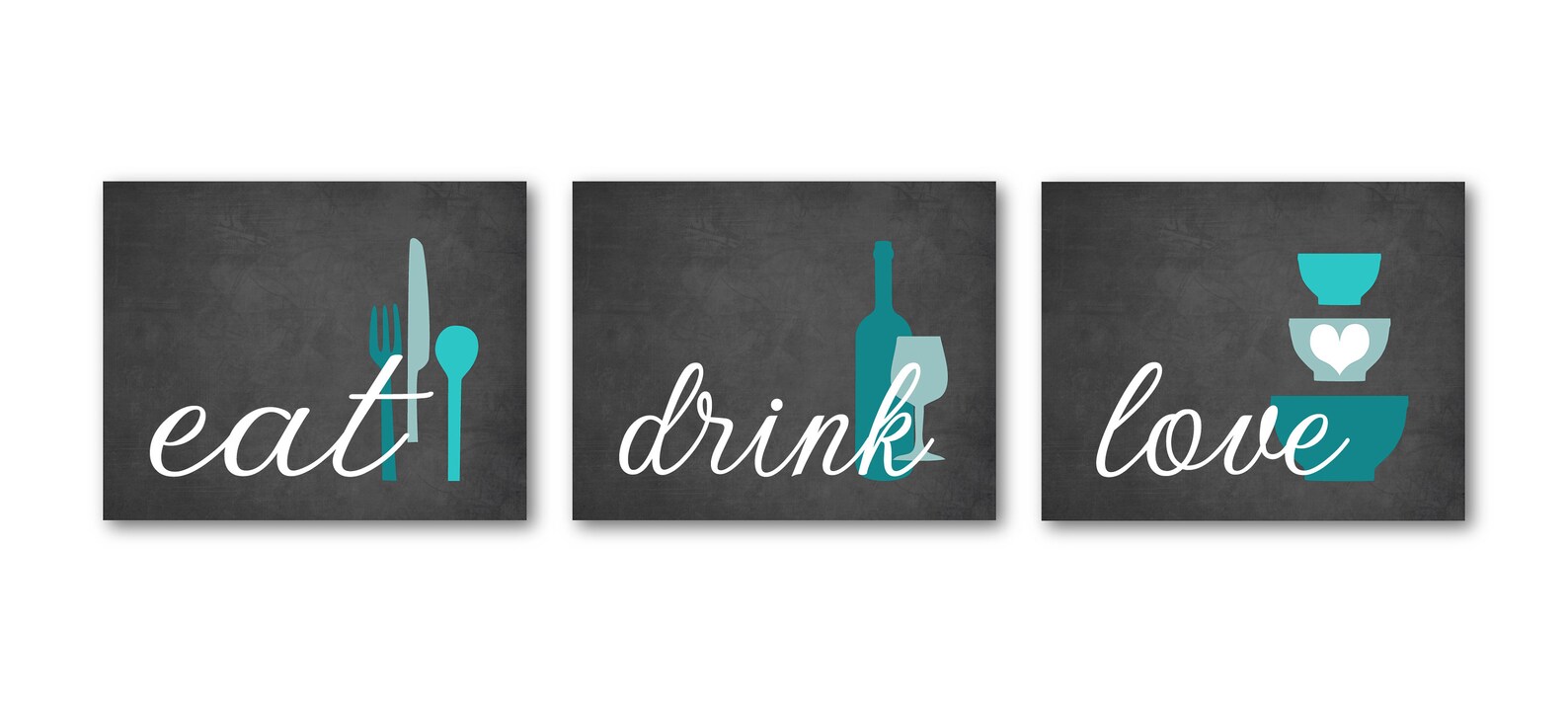 Rustic Kitchen Wall Art Prints Eat Drink Love Dahlia Wall Etsy