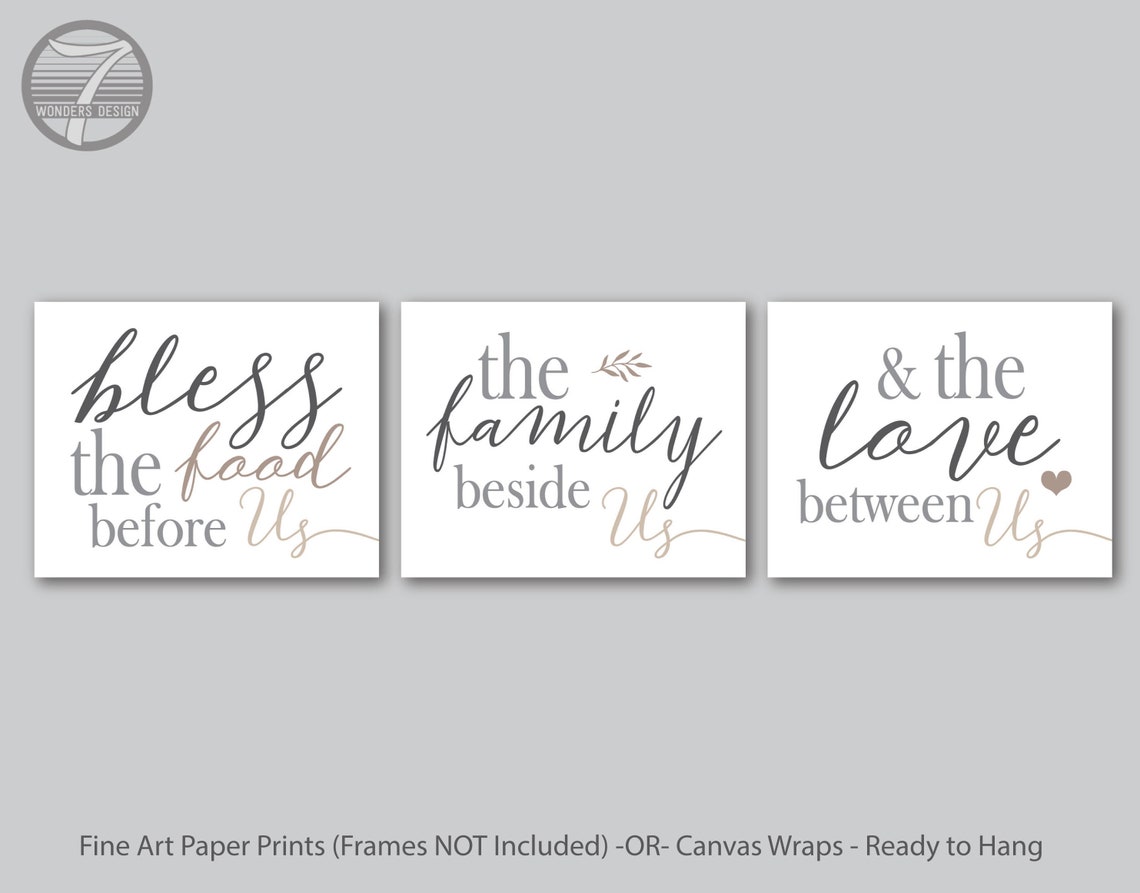 Modern Country Kitchen Wall Art Prints Bless the Food Before Etsy
