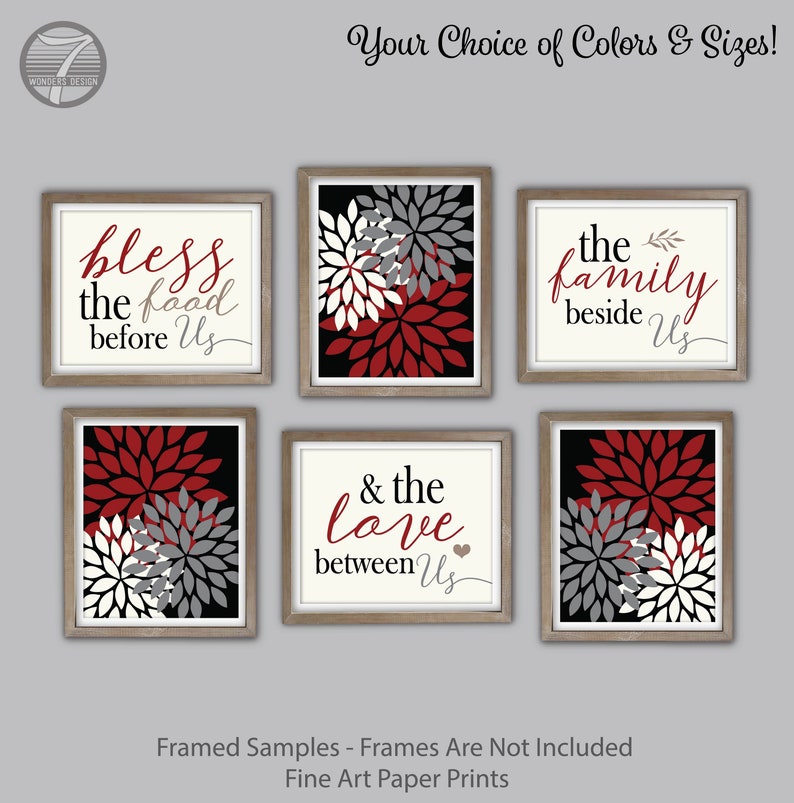 Modern Country Kitchen Wall Art Prints Bless the Food Before Etsy