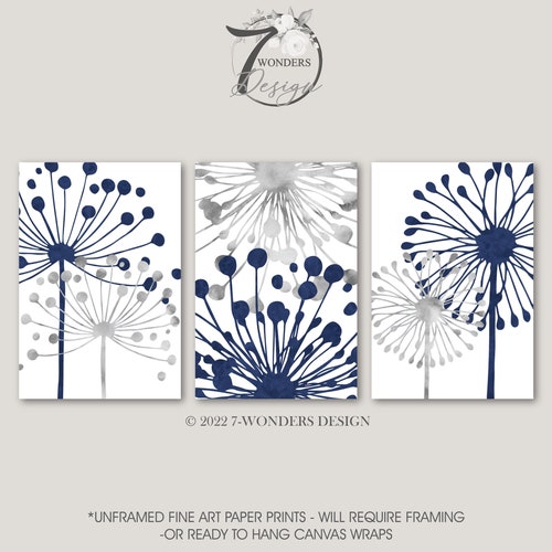 Navy Blue Bathroom Wall Art Prints or Canvas Relax Soak Etsy