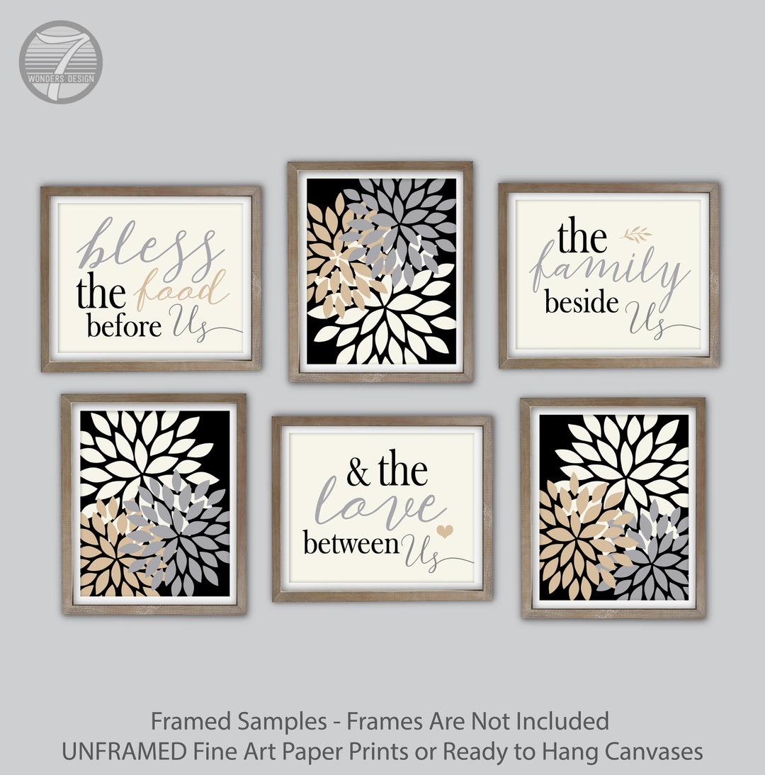 Modern Country Kitchen Wall Art Prints Bless the Food Before Etsy