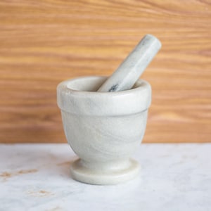 Vintage Small Marble Mortar and Pestle, Stone Herb Grinder, Tea Muddler