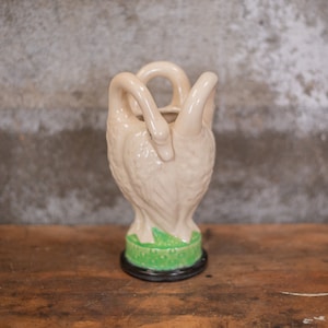 Vintage Ceramic Goose Vase: Hand-Painted Japan Decor