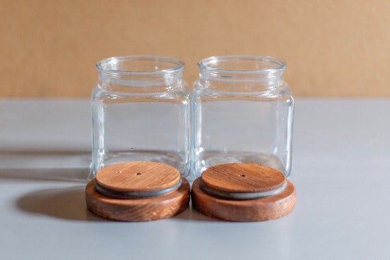 Vintage Anchor Hocking Square Glass Canisters Glass Storage Etsy