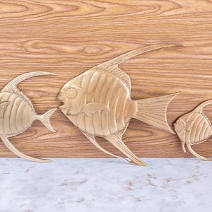 Vintage Set of 3 Solid Brass Fish Wall Hanging Decor