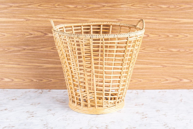 Vintage Open Weave Willow Storage or Laundry Basket image 1