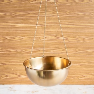 Vintage Gold Metal Hanging Bowl, Hanging Planter, Succulent Garden, Hanging Organizer