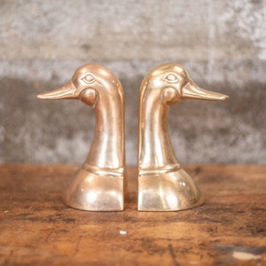 Vintage Brass Duck Bookends: Decorative Door Stops