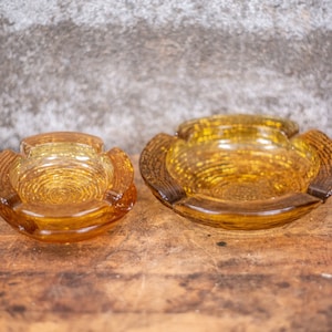 Anchor Hocking Soreno Ashtray Set | Amber Glass Ashtray | Tobacciana