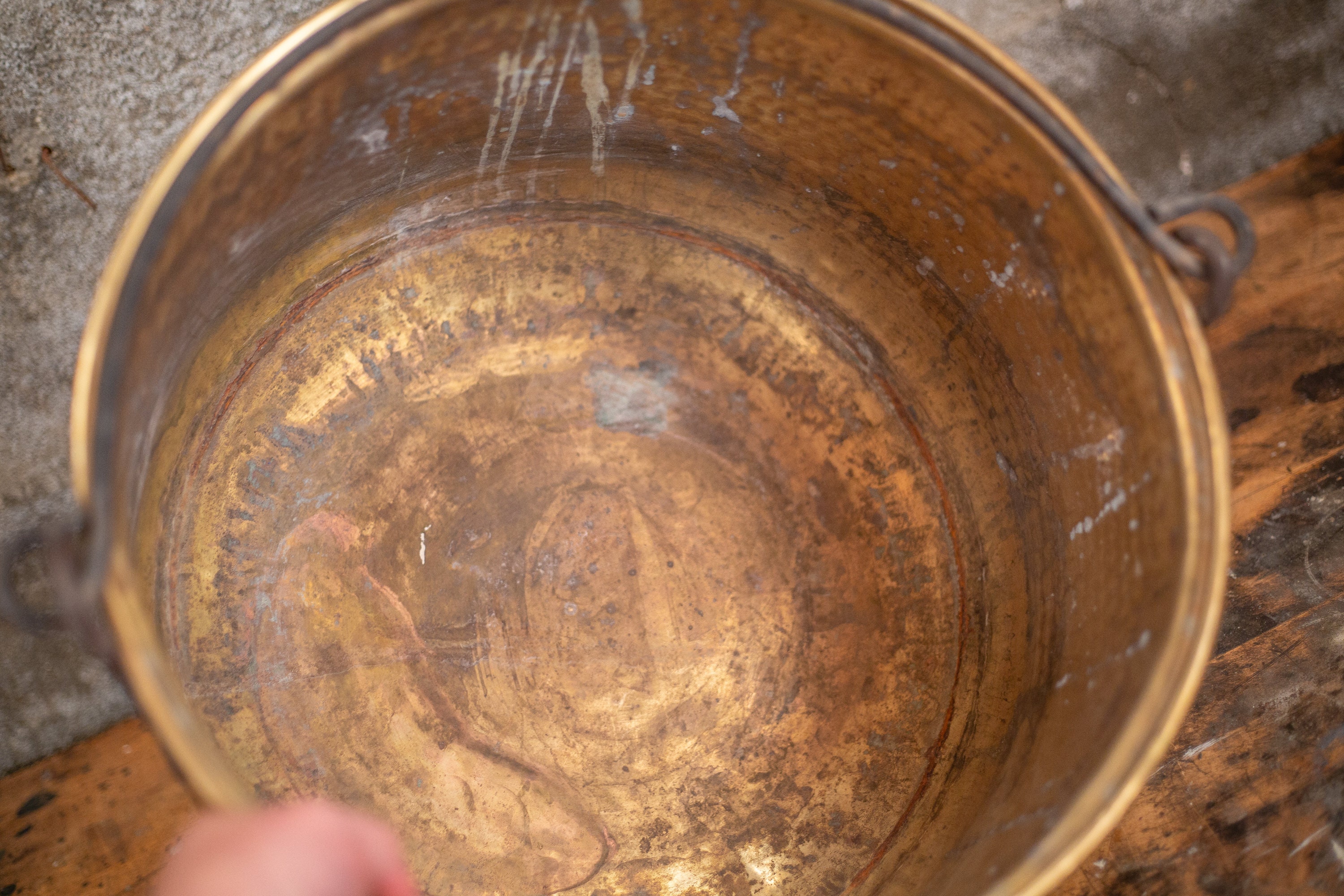 Oversized Hammered Brass Pot With Handle Large Brass Planter Etsy