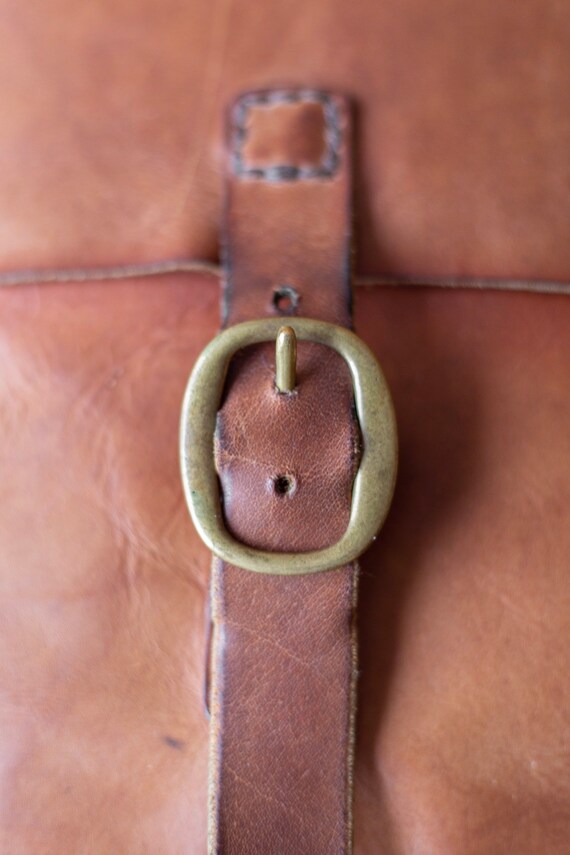Vintage Leather Satchel, Handsewn Cross Body Bag,… - image 4