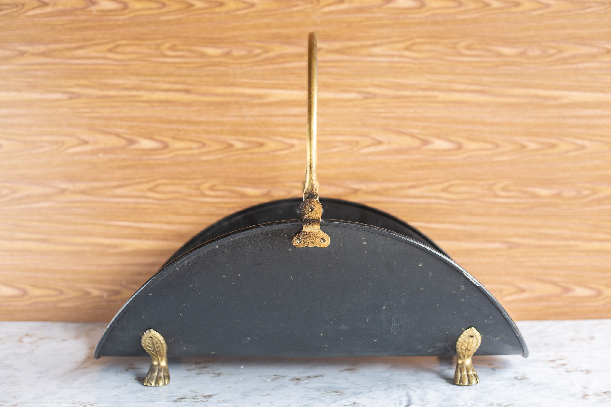 Vintage Black Metal Fireplace Wood Basket Holder Etsy