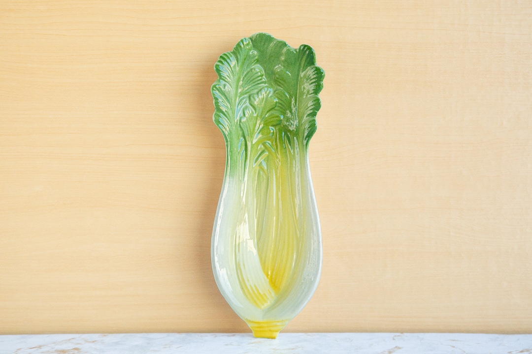 Vintage Ceramic Celery Shaped Plate, Spoon Rest, Serving Tray Spring
