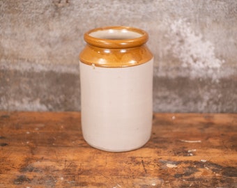 Vintage Pottery Crock Jar | Ceramic Storage Jar | Kitchen Utensil Canister Jar | Storage Jar