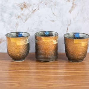 Vintage Charcoal Pottery Cups: Espresso, Succulent Planters, Votive Holders